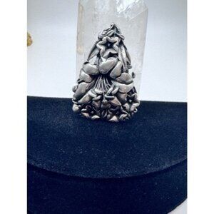 Elias Pewter Art Nouveau Flower Pin Brooch 1990 USA Vintage Jewelry